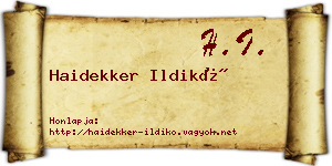 Haidekker Ildikó névjegykártya